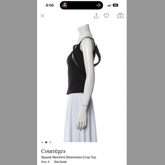 Courreges Leather Strap Tank Top Size S - Picture 2 of 10